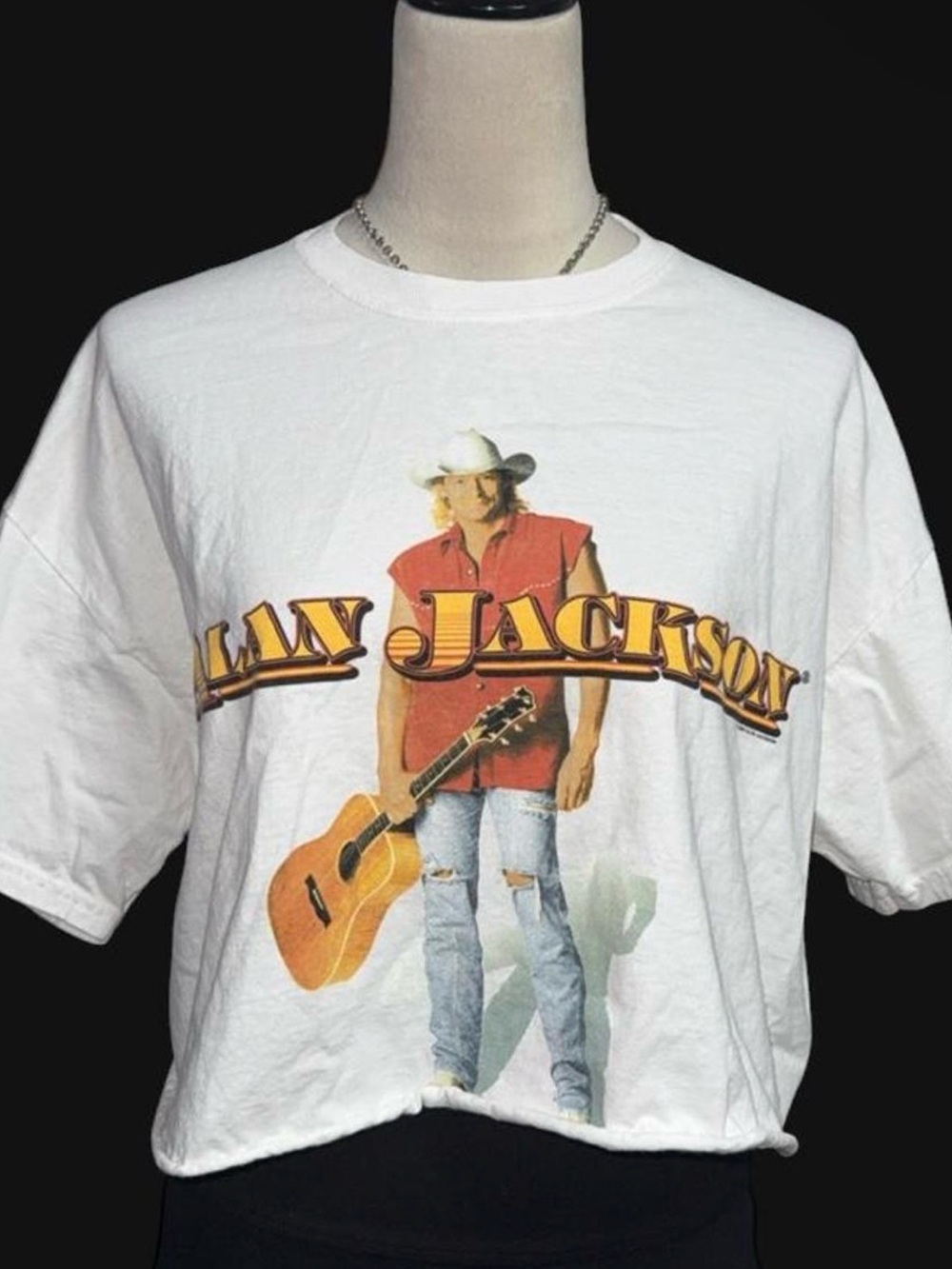 Alan Jackson  Country Graphic Crop Tee with Red Detail